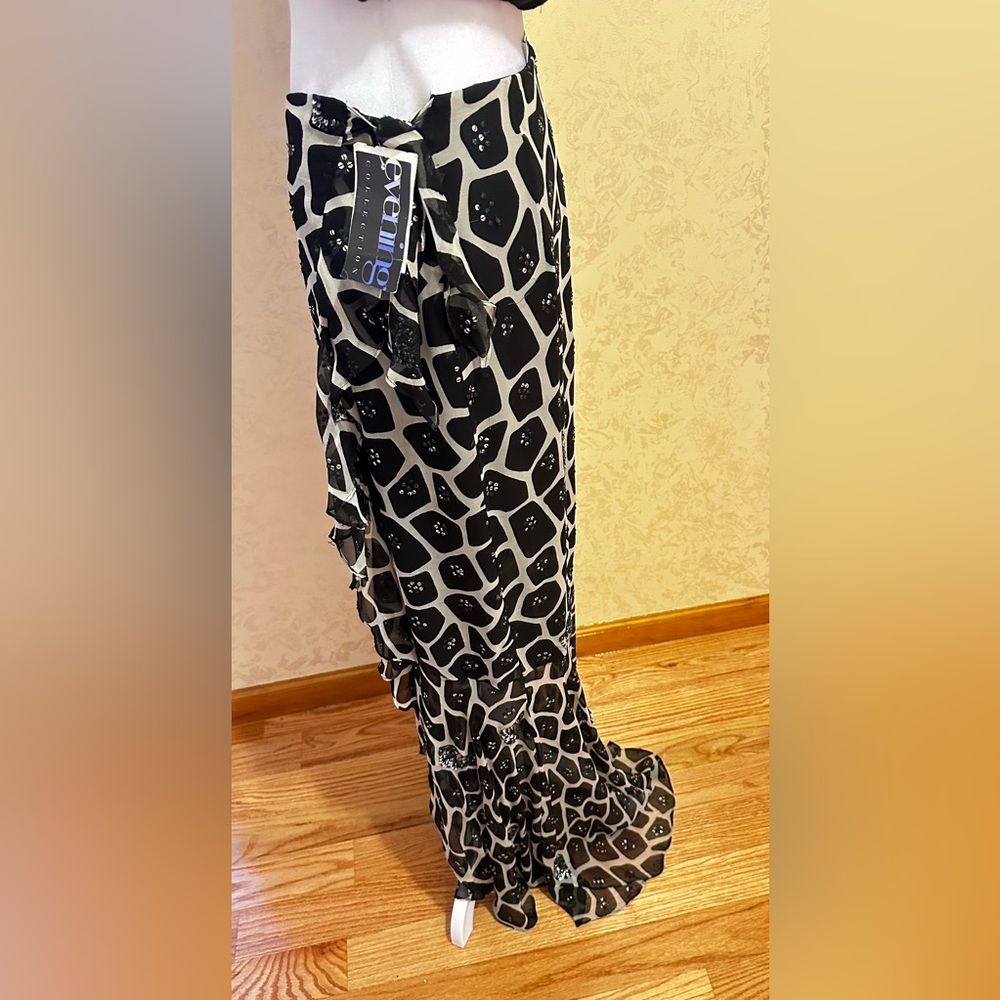 Chetta B Long Maxi Mermaid with sequence, Skirt chiffon Giraffe Animal Print It - Picture 4 of 15